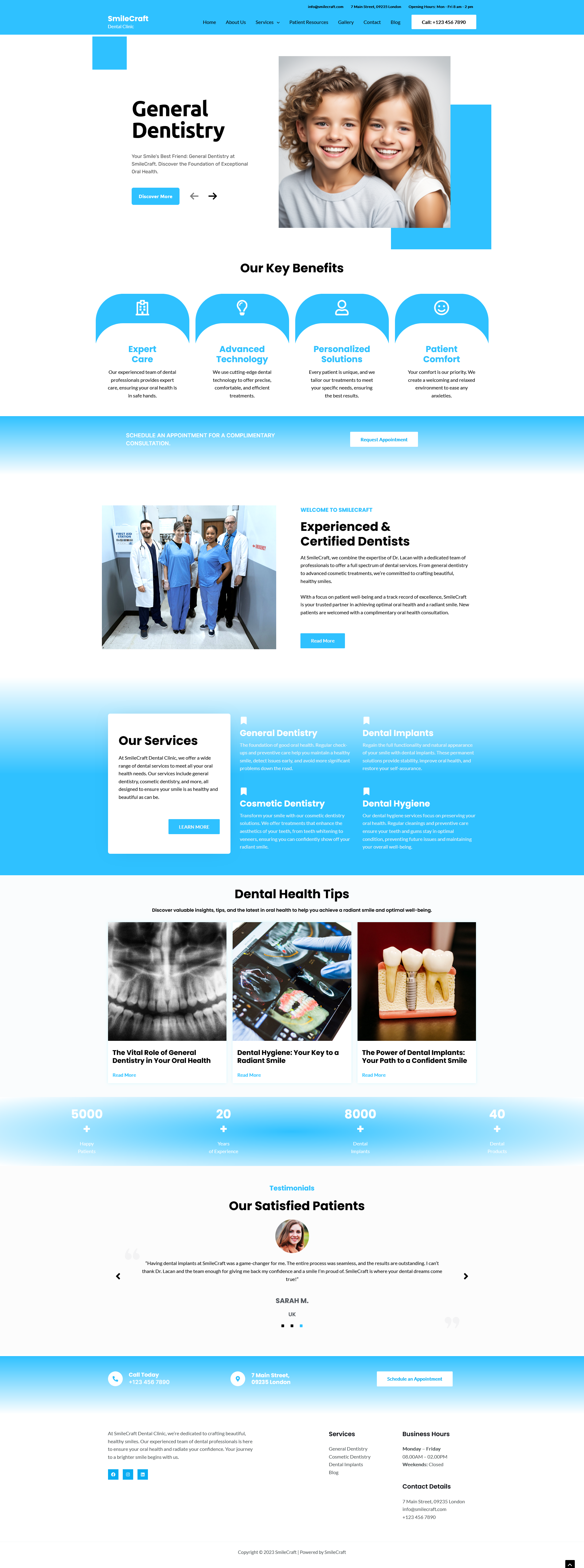 Tvorba web stránok WordPress - SmileCraft Dental Clinic